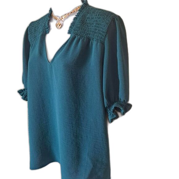 Oversized Flowing V-Neck Casual Blouse - Picture 3 of 4